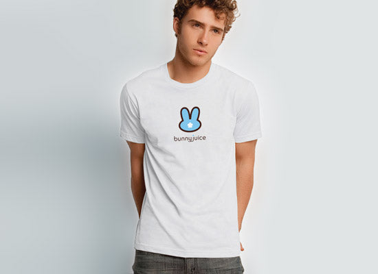 men's white bunnyjuice logo tee