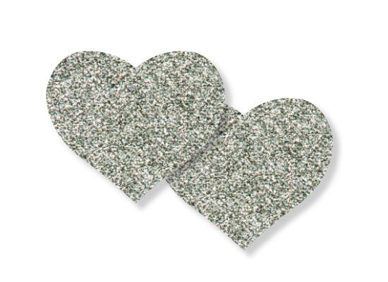 Pastease silver glitter Hearts design is 3 inches wide by 2.5 inches tall