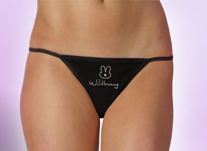 Black thong panty with Wildbunny logo